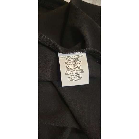 NY Collection Black Rhinestone Embellished Sheer Panel Top - Picture 6 of 6